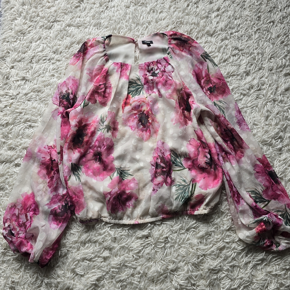 Express Pink Floral Chiffon Blouse